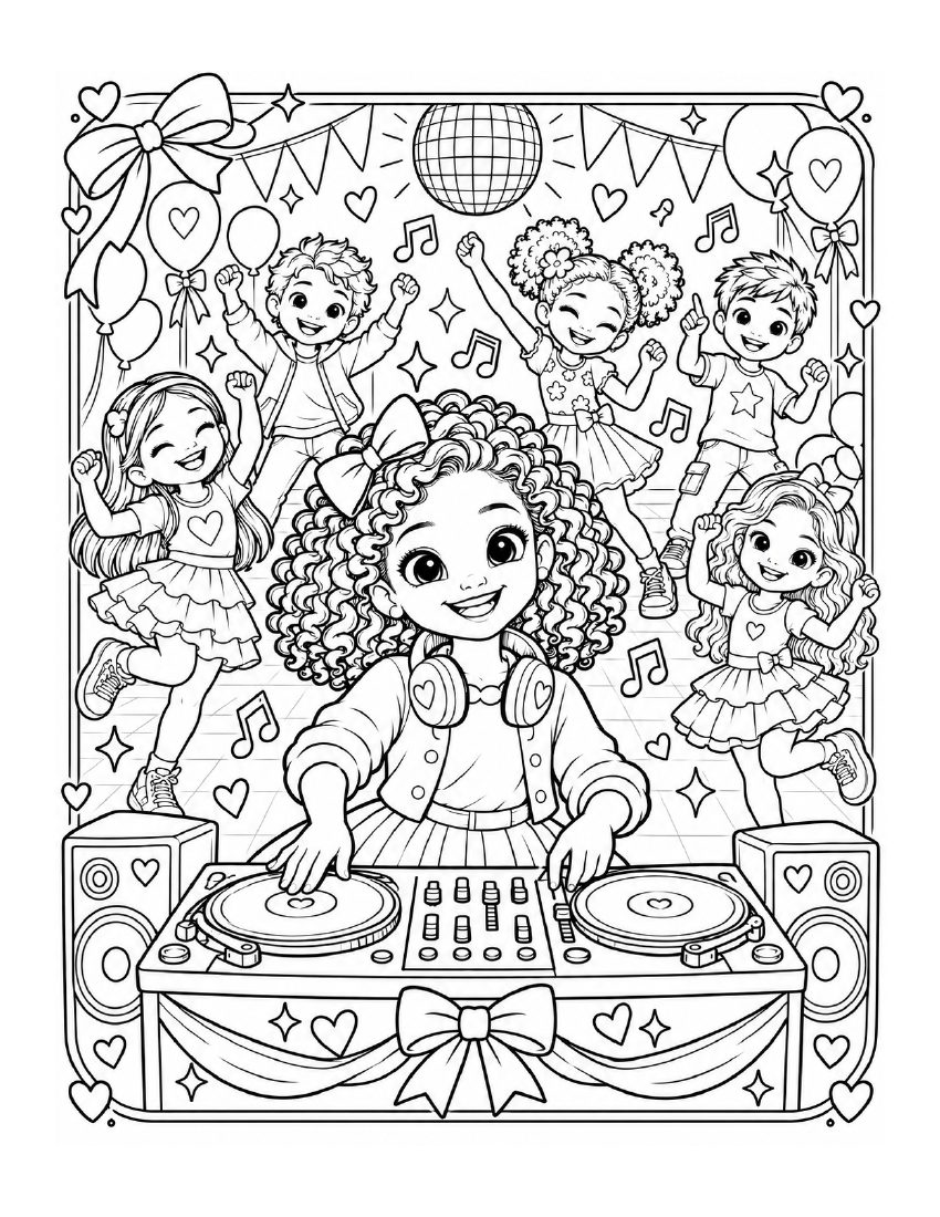 Molly DJ coloring page, preview 1 of 9