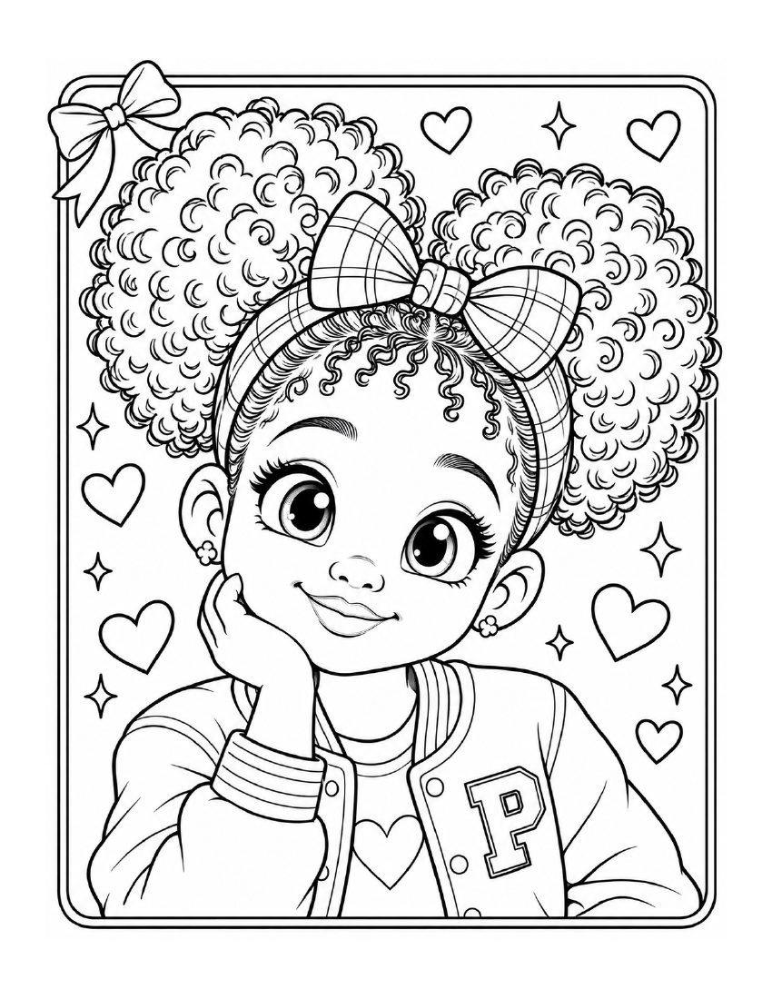 Pearl portrait coloring page, preview 1 of 9