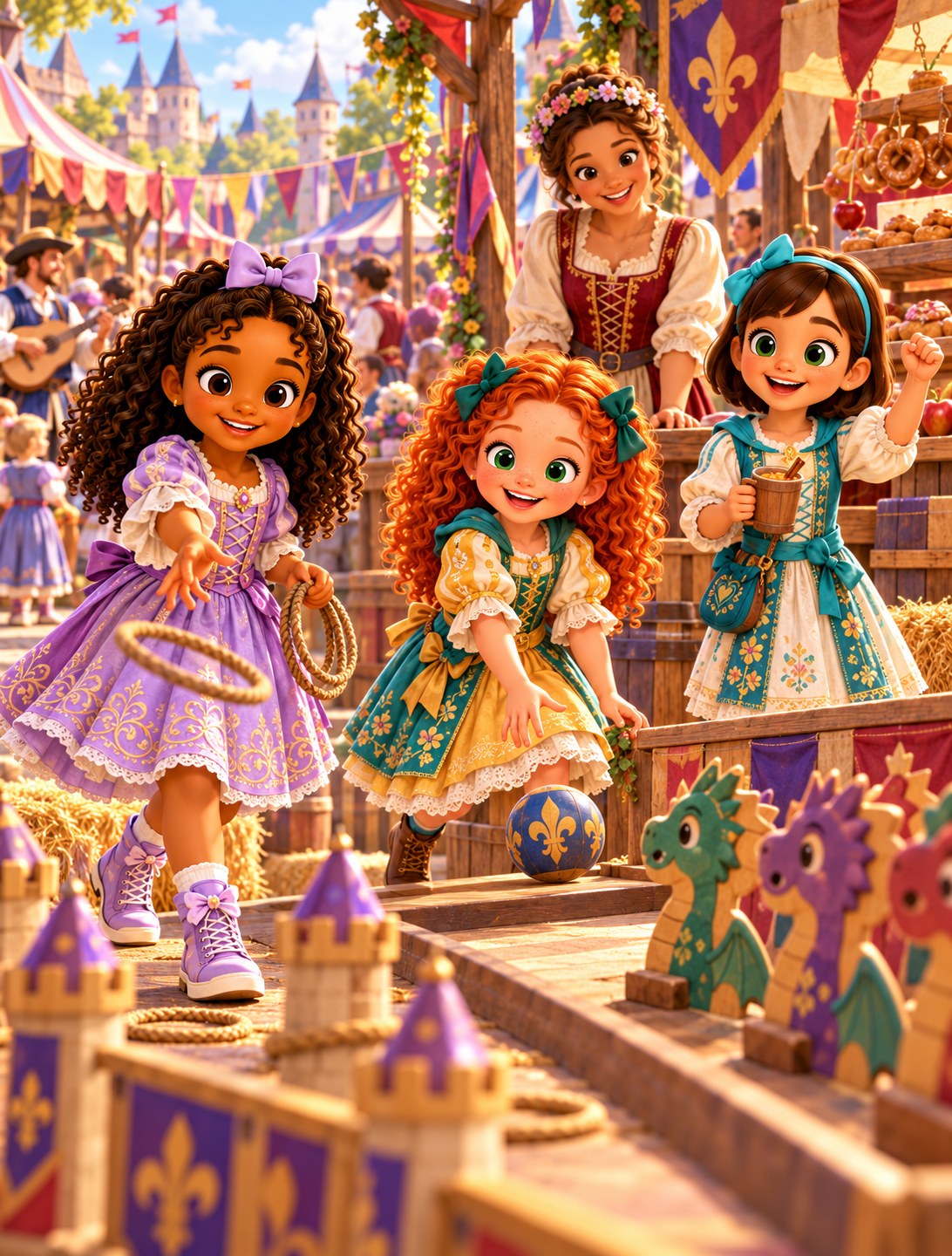 The girls enjoy games and treats at the Renaissance Faire