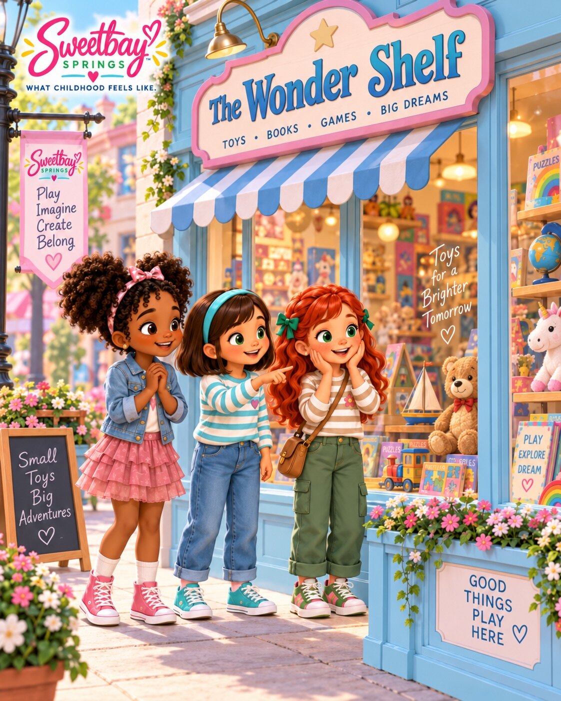 Friends outside The Wonder Shelf